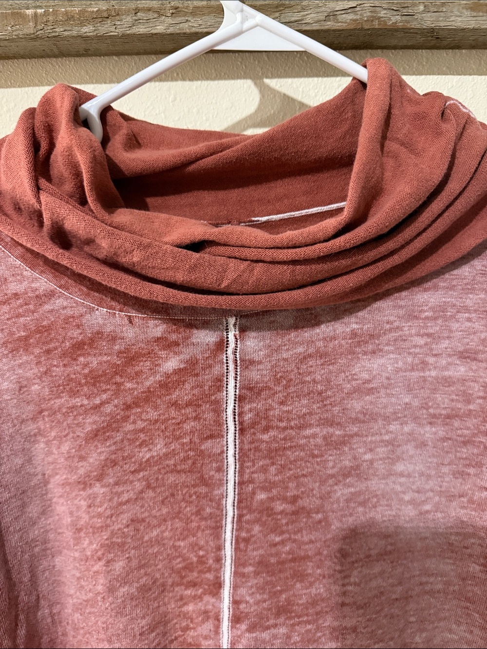 Free People Beach Cowl Neck Lightweight Oversized Pullover in Rust 100% Cotton - Picture 3 of 6